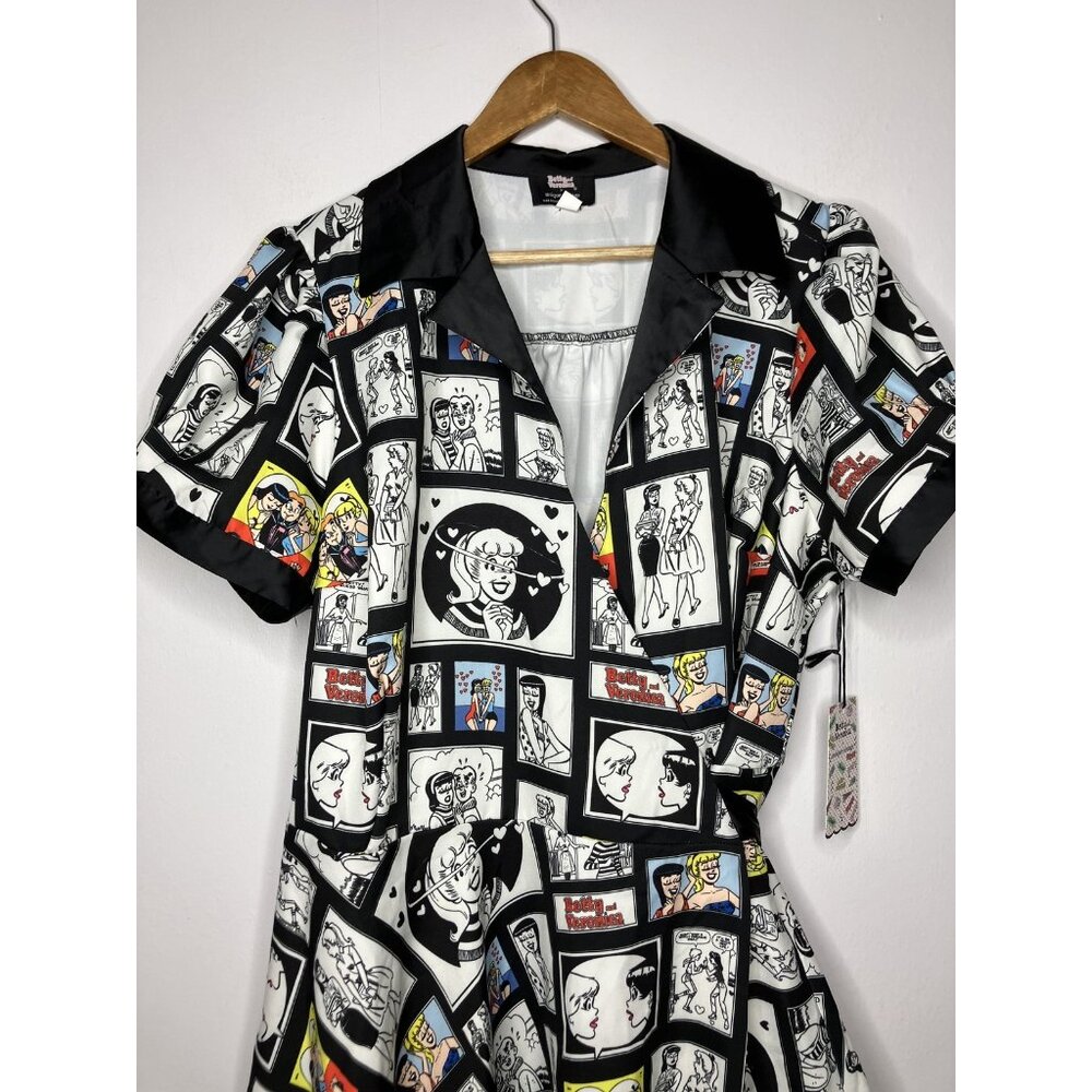 Unique Vintage Betty & Veronica Archie Comic Wrap Dress Plus Size 2X 18 Black - Picture 2 of 13